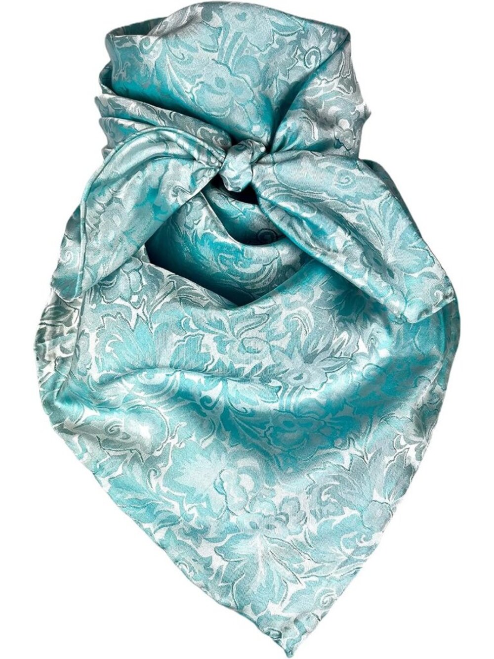 Elegant 34" Silk Western Cowboy Wild Rag Scarf - Jacquard Baroque Design